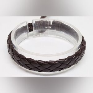 Men's Leather Bracelet Braided Brown F1‎